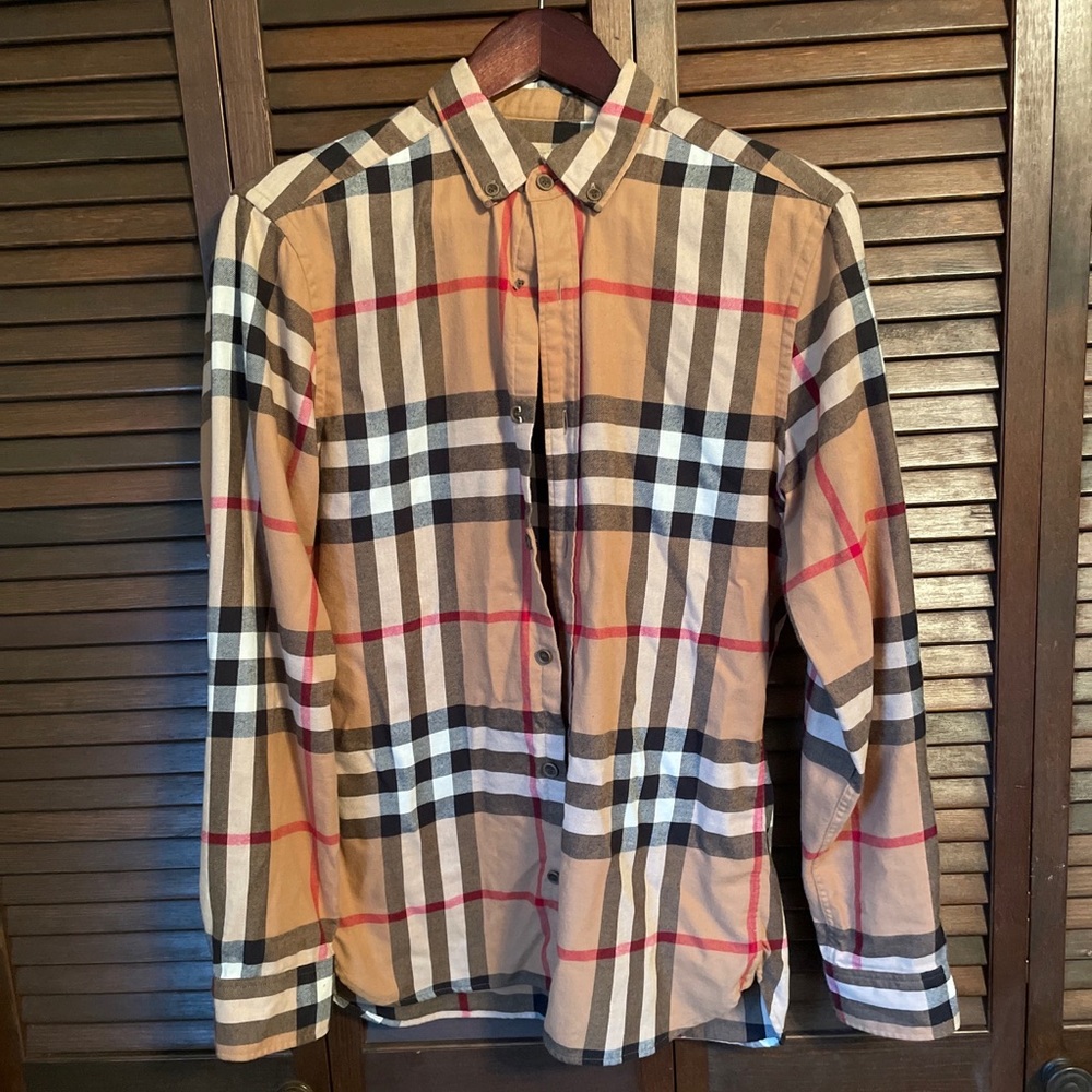 Burberry Brit Nova Check PlaidButton Down Long Sleeve Shirt - Size Small